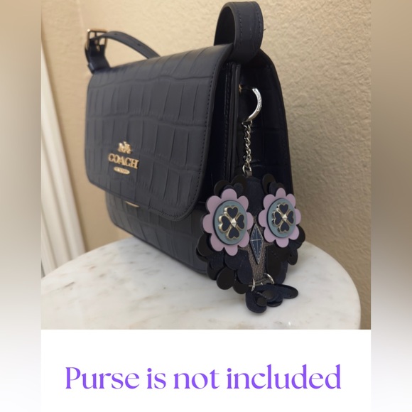 Women’s KATE SPADE Leather navy purple Key Chain fob Owl NightCap - Picture 6 of 6